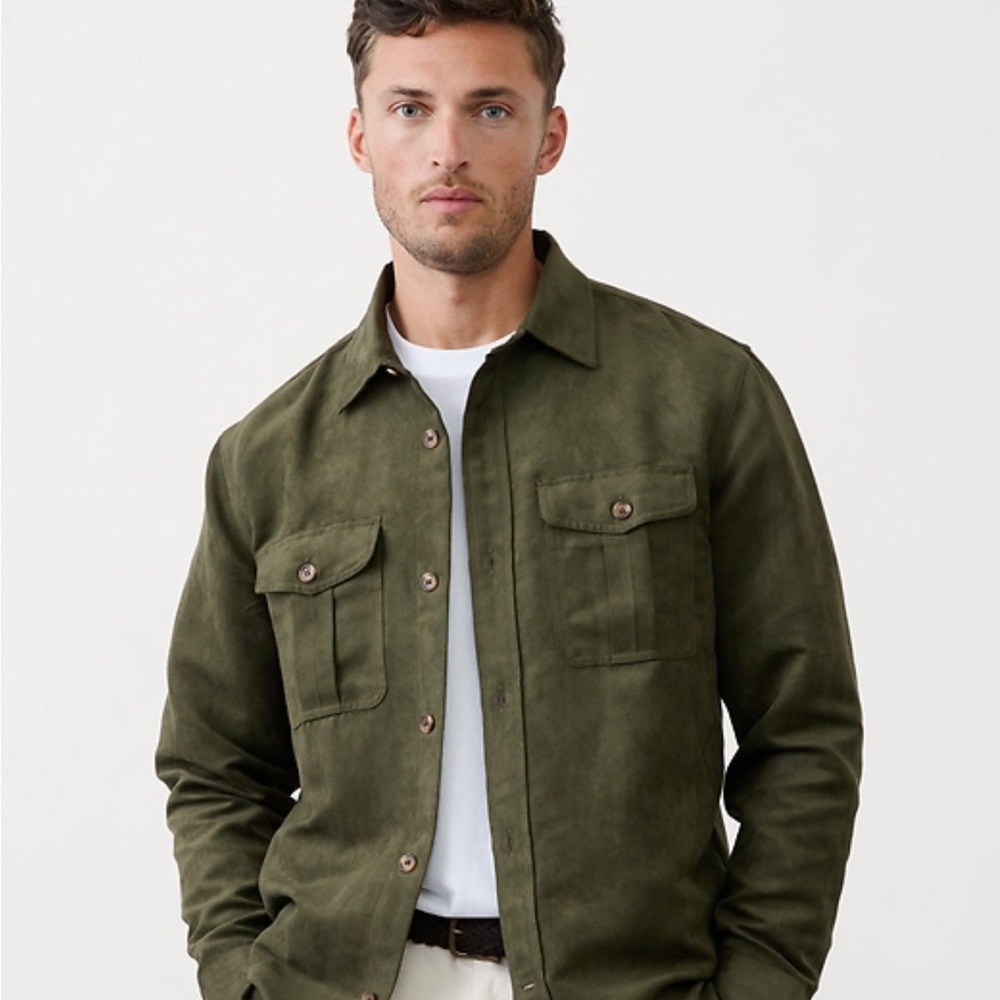 Banana Republic Factory Olive Green Suede Shirt Jacket